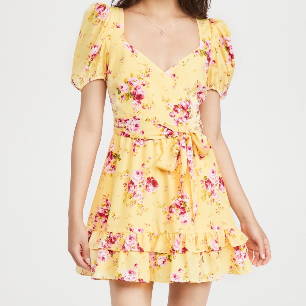 Likely Mini Quinn Puff Sleeve Dress in Yellow and Pink Snapdragon Floral - Sz 8
